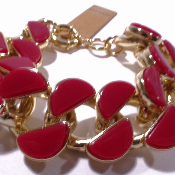 Lee Angel Curb Enamel and Brass Bracelet 7 1/2"L  RED NWT 220 - Picture 15 of 15